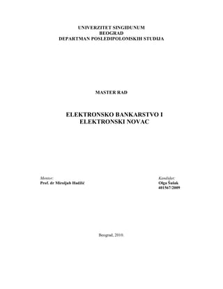 Elektronsko bankarstvo i elektronski novac