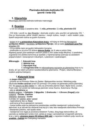 Površi i brda Crne Gore