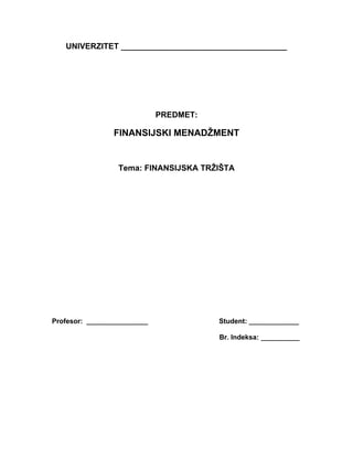 Finansijska tržišta