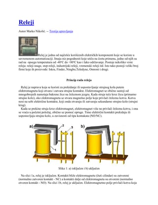 Releji: princip rada, podela i primena