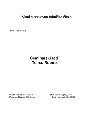 Robots: seminarski rad