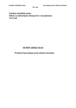 Upravljanje proizvodnim sistemima