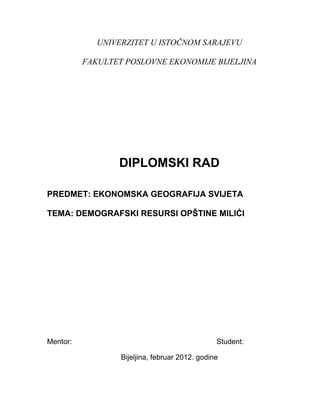 Demografski resursi opštine Milići