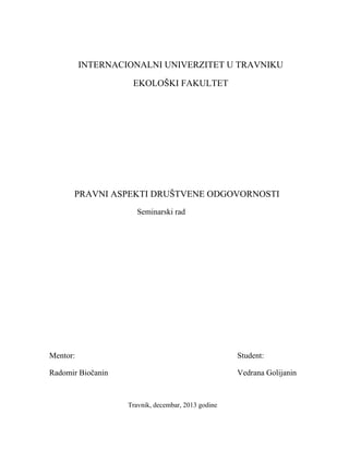 Pravni aspekti društvene odgovornosti