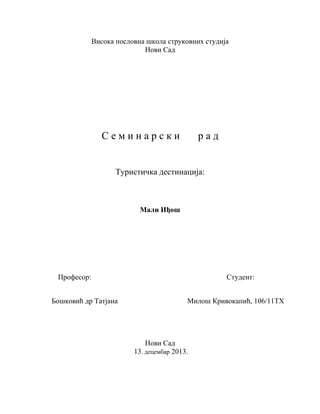 Turisticka destinacija Mali Iđoš