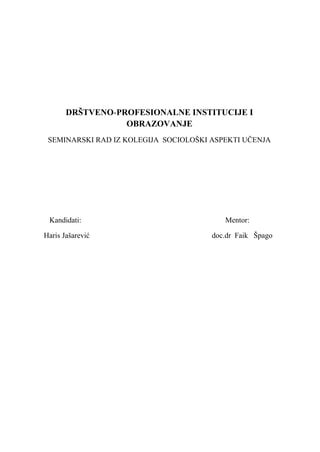 Društveno-profesionalne institucije i obrazovanje