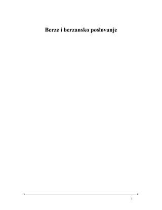 Berze i berzansko poslovanje