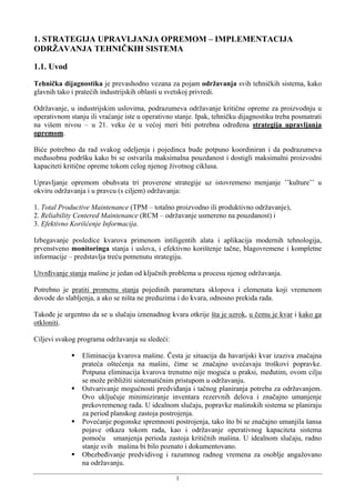 Strategija upravljanja opremom – implementacija održavanja tehnikih sistema
