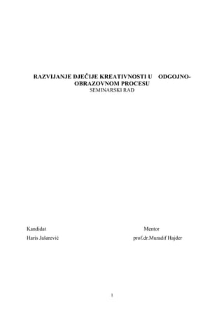 Razvijanje dečije kreatvnosti u odgojno-obrazovnom procesu