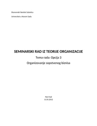 Organizovanje sopstvenog biznisa