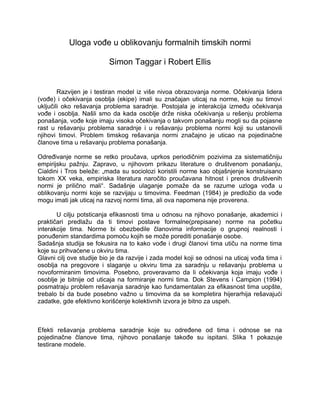 Uloga vodje u oblikovanju formalnih timskih normi