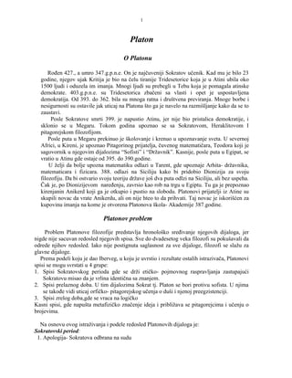 Platon: analiza filozofije i teorije države