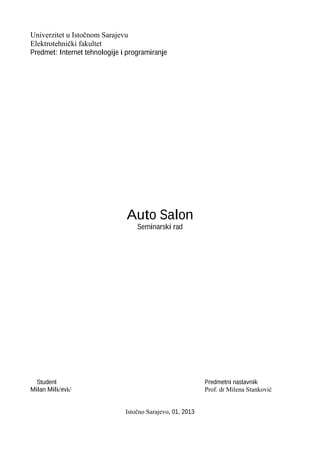 Projekat iz Internet tehnologija – Auto salon