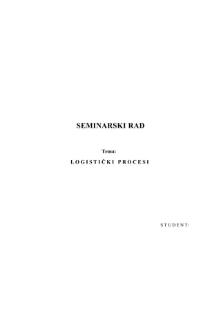 Logistički procesi: seminarski rad