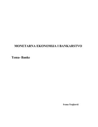 Monetarna ekonomija i bankarstvo