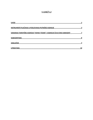 Instrumenti plaćanja u poslovanju turističke agencije