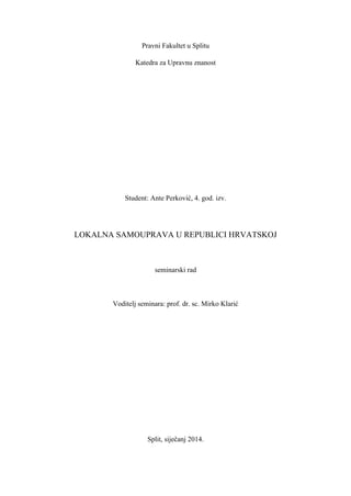 Lokalna samouprava u Republici Hrvatskoj