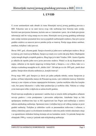 Historijski razvoj javnog gradskog prevoza u BIH