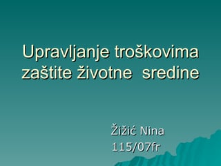 Upravljanje troškovima zaštite životne sredine