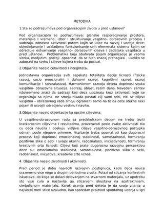 Metodika rada u predškolskoj ustanovi: pitanja i odgovori