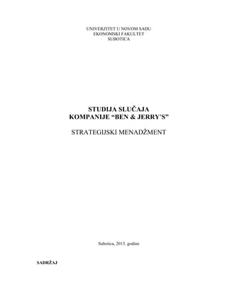 Studija slučaja kompanije “BEN & JERRY’S”