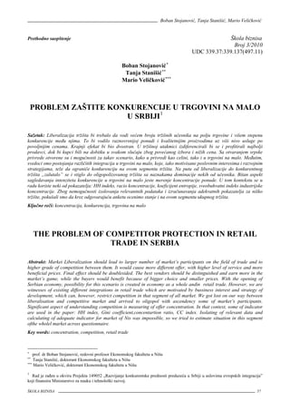 Problem zaštite konkurencije u trgovini na malo u Srbiji