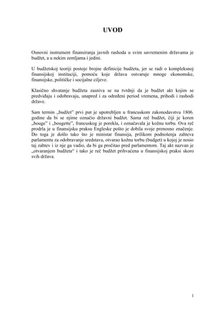 Budžet: pojam, principi, vrste, donošenje, izvršenje, kontrola i revizija