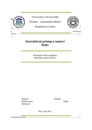 Interaktivni pristup u nastavi fizike