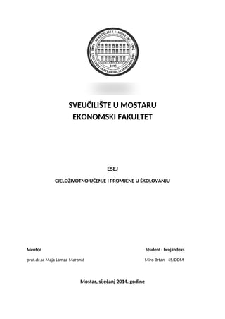 Cjeloživotno učenje i promjene u školovanju