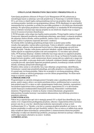Upravljanje projektnim ciklusom u projektima EU-a