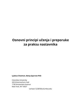 Osnovni principi učenja i preporuke za praksu nastavnika