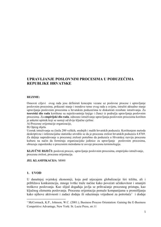Upravljanje poslovnim procesima u poduzećima Republike Hrvatske