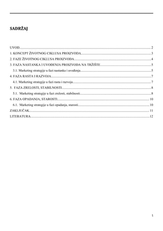 Faze životnog ciklusa proizvoda