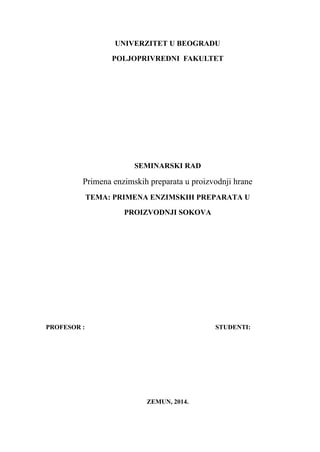Primena enzimskih preparata u proizvodnji vocnog soka