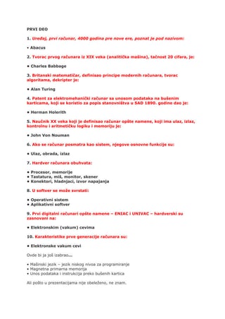 Pitanja i odgovori – Informatika