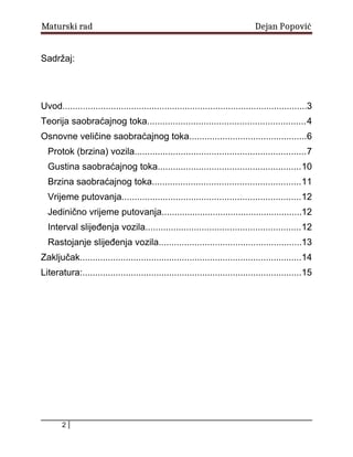 Saobracajni tok i njegove osnovne veličine