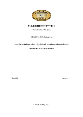 Europska konvencija o zaštiti ljudskih prava i osnovnih sloboda