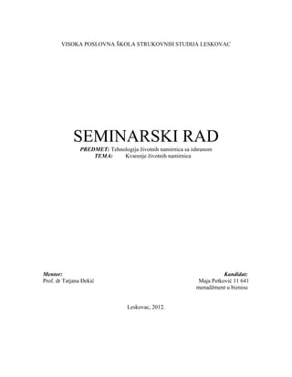 Kvarenje životnih namirnica