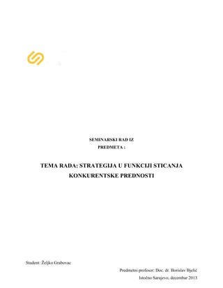 Strategija u funkciji sticanja konkurentske  prednosti