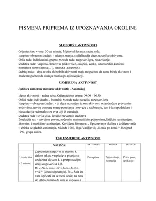 Priprema iz metodike okoline SAOBRAĆAJ