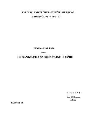 Organizacija saobraćajne službe