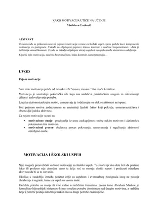 Kako motivacija utiče na učenje