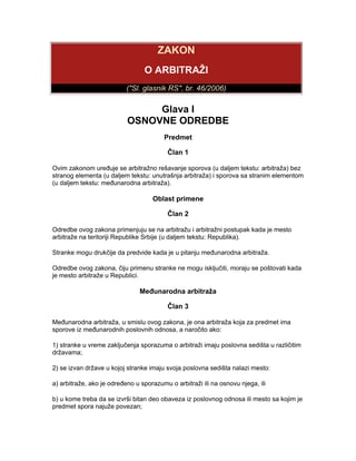 Zakon o arbitraži