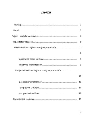 Pojam i podela troškova