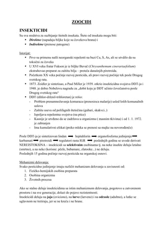 Zoocidi i insekticidi: skripta