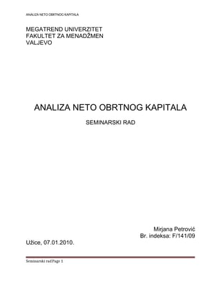 Analiza neto obrtnih sredstava