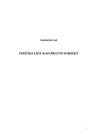 Fizičko lice kao pravni subjekt