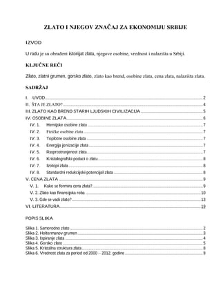 Zlato i njegov značaj za ekonomiju Srbije