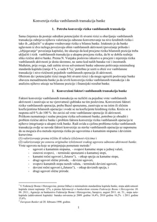 Konverzija rizika vanbilansnih transakcija banke