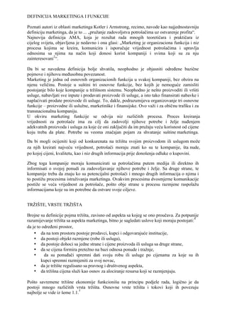 Definicija marketinga i funkcije